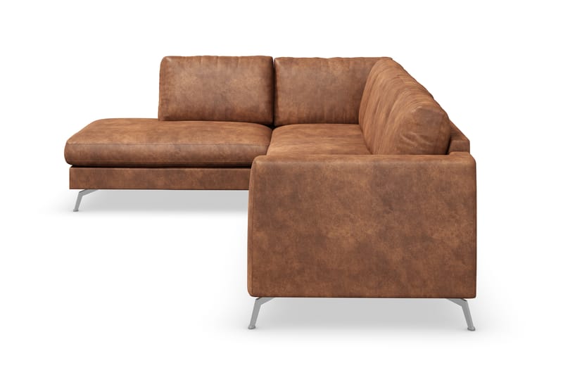 Ocean Lyx 4-seters Venstrevendt L-formet Sjeselongsofa i Kunstlær - Brun - Møbler - Sofaer - Sofa med sjeselong