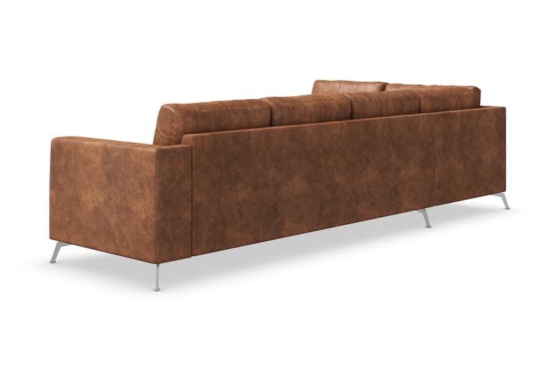 Ocean Lyx 4-seters Venstrevendt L-formet Sjeselongsofa i Kunstlær - Brun - Møbler - Sofaer - Sofa med sjeselong