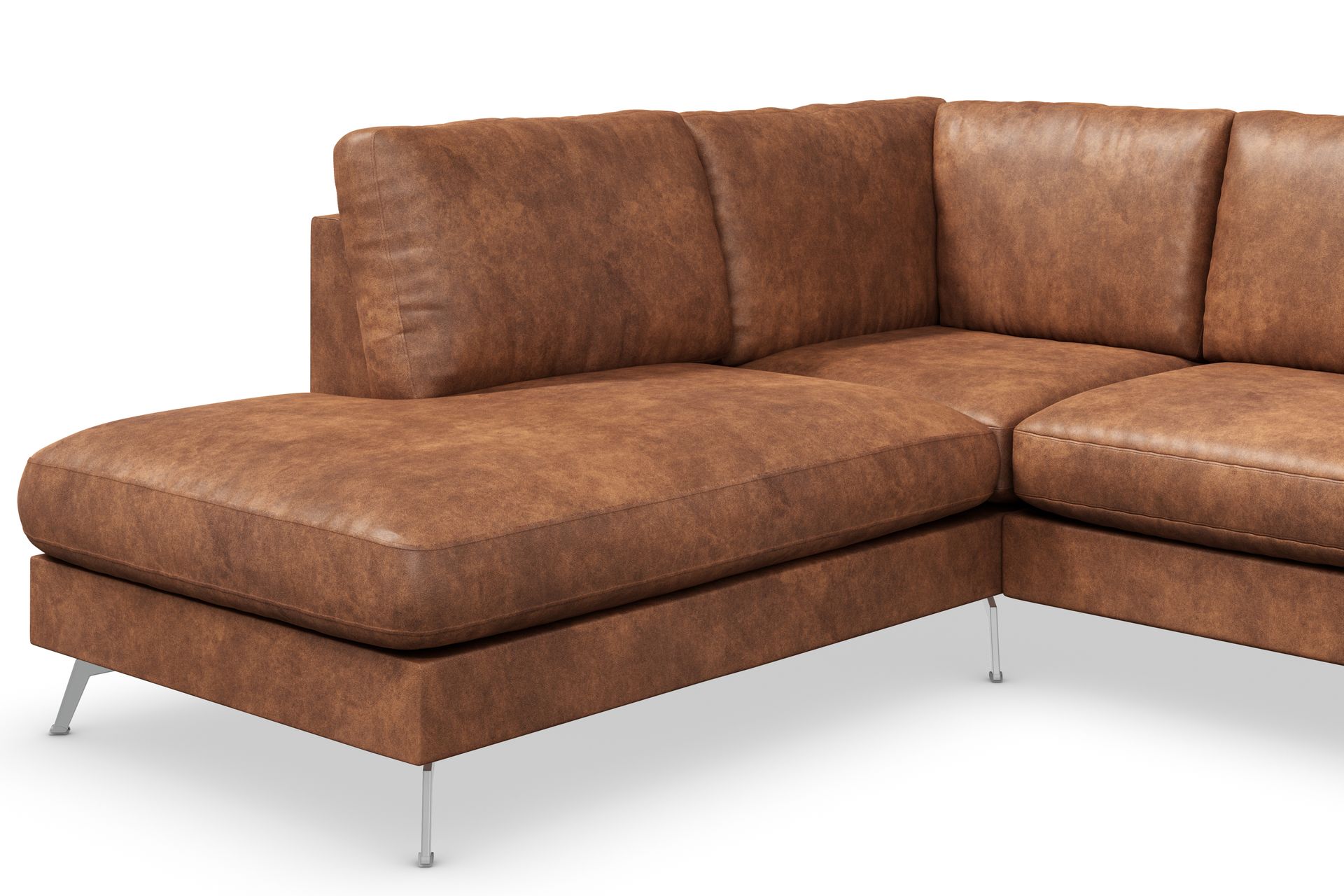Ocean Lyx 4-seters Venstrevendt L-formet Sjeselongsofa i Kunstlær - Brun - Møbler - Sofaer - Sofa med sjeselong