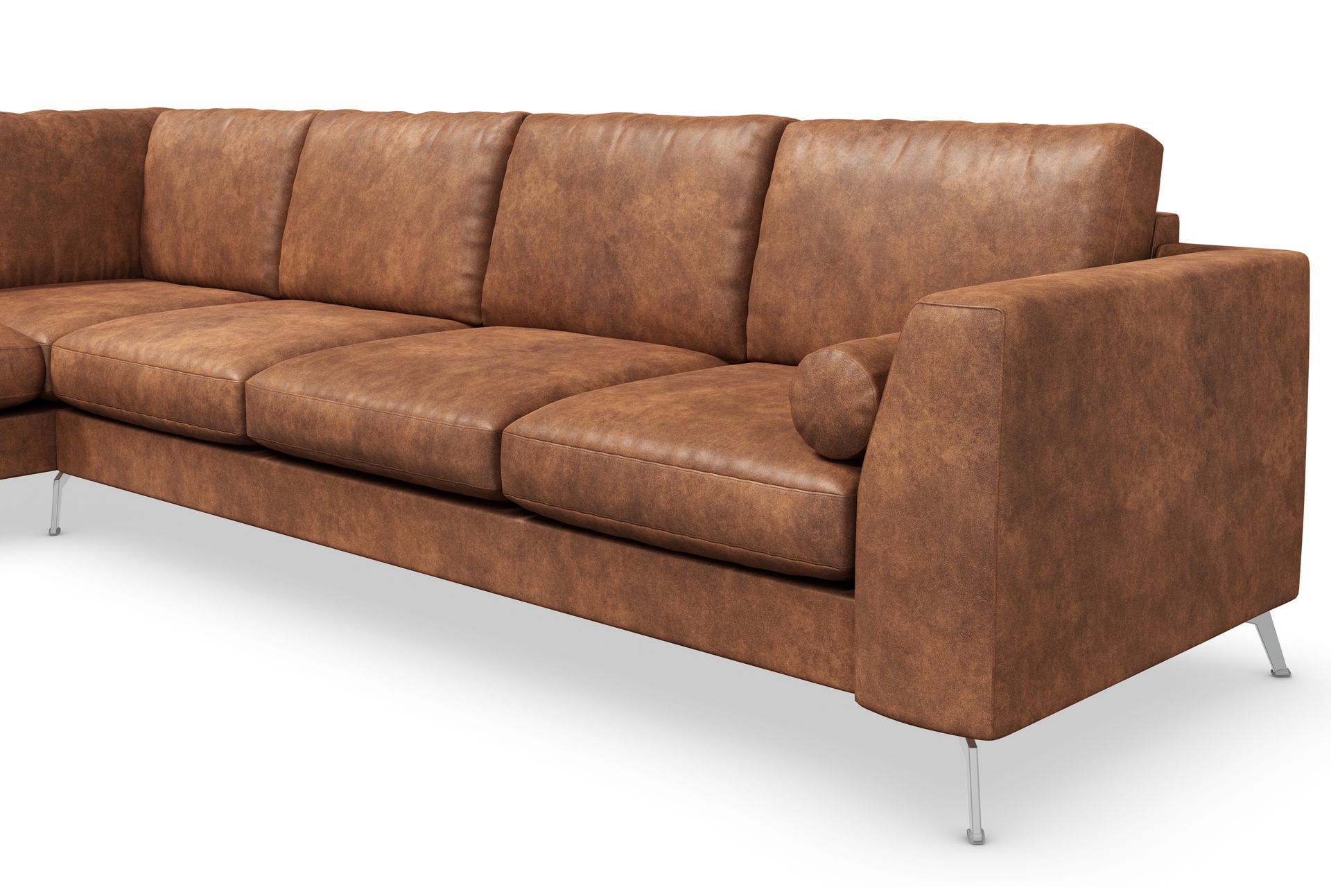 Ocean Lyx 4-seters Venstrevendt L-formet Sjeselongsofa i Kunstlær - Brun - Møbler - Sofaer - Sofa med sjeselong