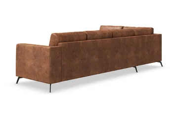 Ocean Lyx 4-seters Venstrevendt L-formet Sjeselongsofa i Kunstlær - Brun - Møbler - Sofaer - Sofa med sjeselong