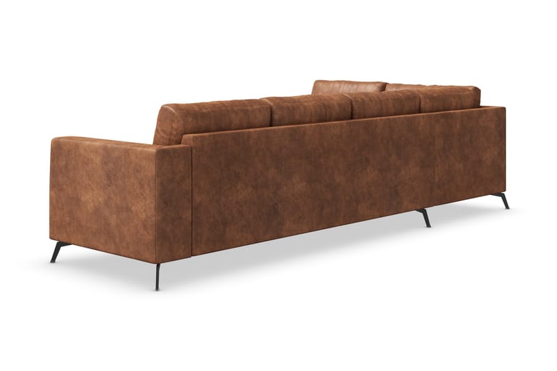 Ocean Lyx 4-seters Venstrevendt L-formet Sjeselongsofa i Kunstlær - Brun - Møbler - Sofaer - Sofa med sjeselong - 4 seters sofa med divan
