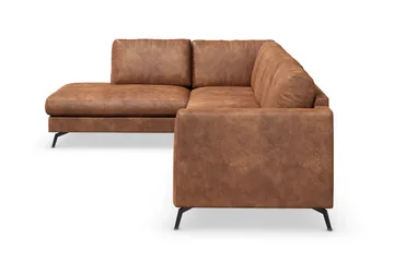 Ocean Lyx 4-seters Venstrevendt L-formet Sjeselongsofa i Kunstlær - Brun - Møbler - Sofaer - Sofa med sjeselong