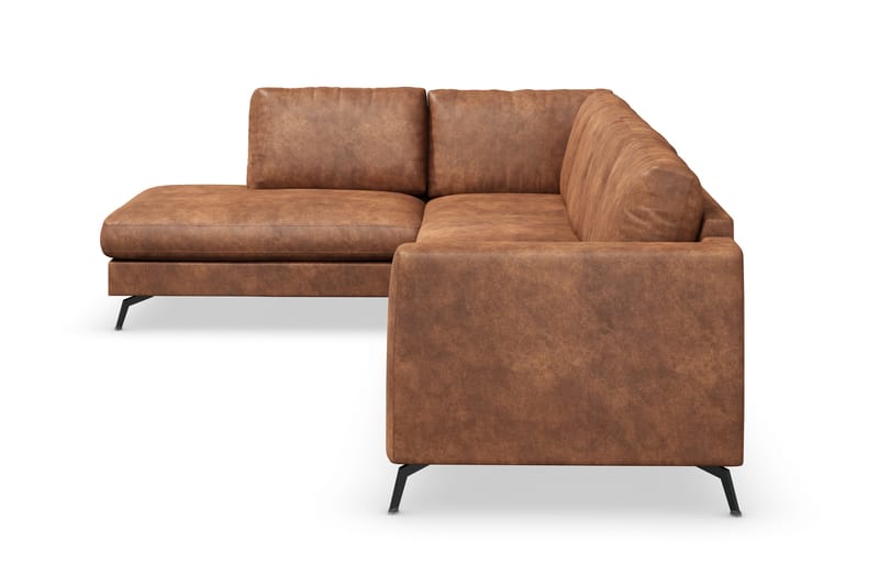 Ocean Lyx 4-seters Venstrevendt L-formet Sjeselongsofa i Kunstlær - Brun - Møbler - Sofaer - Sofa med sjeselong - 4 seters sofa med divan