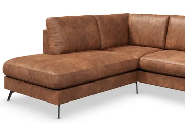 Ocean Lyx 4-seters Venstrevendt L-formet Sjeselongsofa i Kunstlær - Brun - Møbler - Sofaer - Sofa med sjeselong