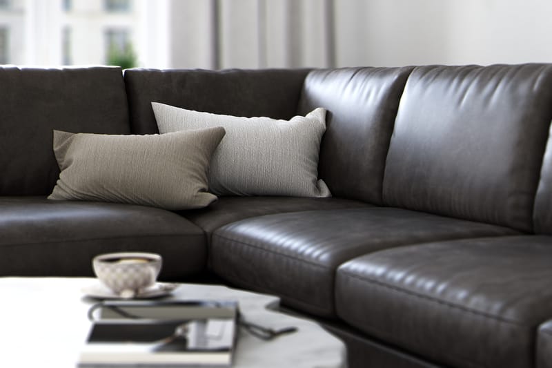 Ocean Lyx 4-seters Venstrevendt L-formet Sjeselongsofa i Kunstlær - Mørk grå - Møbler - Sofaer - Sofa med sjeselong