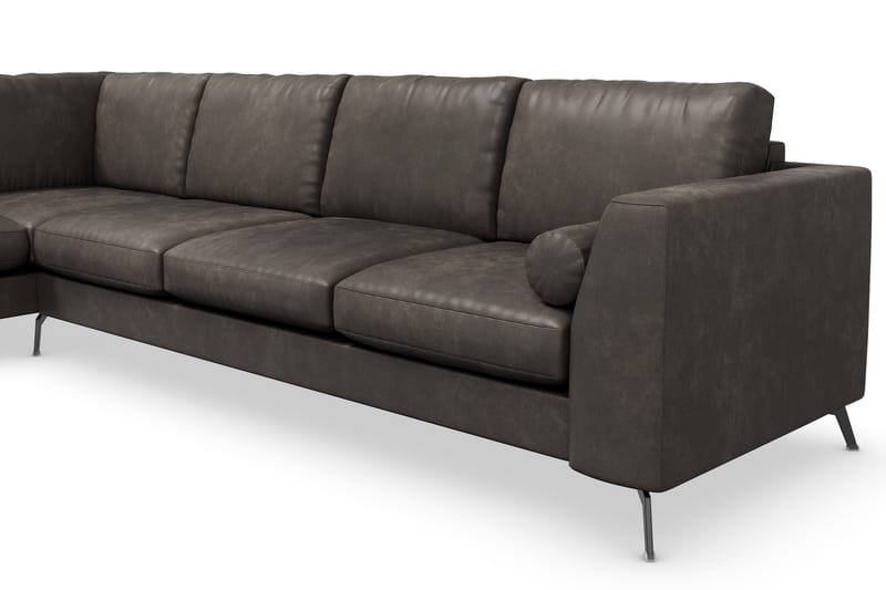 Ocean Lyx 4-seters Venstrevendt L-formet Sjeselongsofa i Kunstlær - Mørk grå - Møbler - Sofaer - Sofa med sjeselong