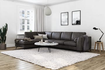 Ocean Lyx 4-seters Venstrevendt L-formet Sjeselongsofa i Kunstlær - Mørk grå - Møbler - Sofaer - Sofa med sjeselong