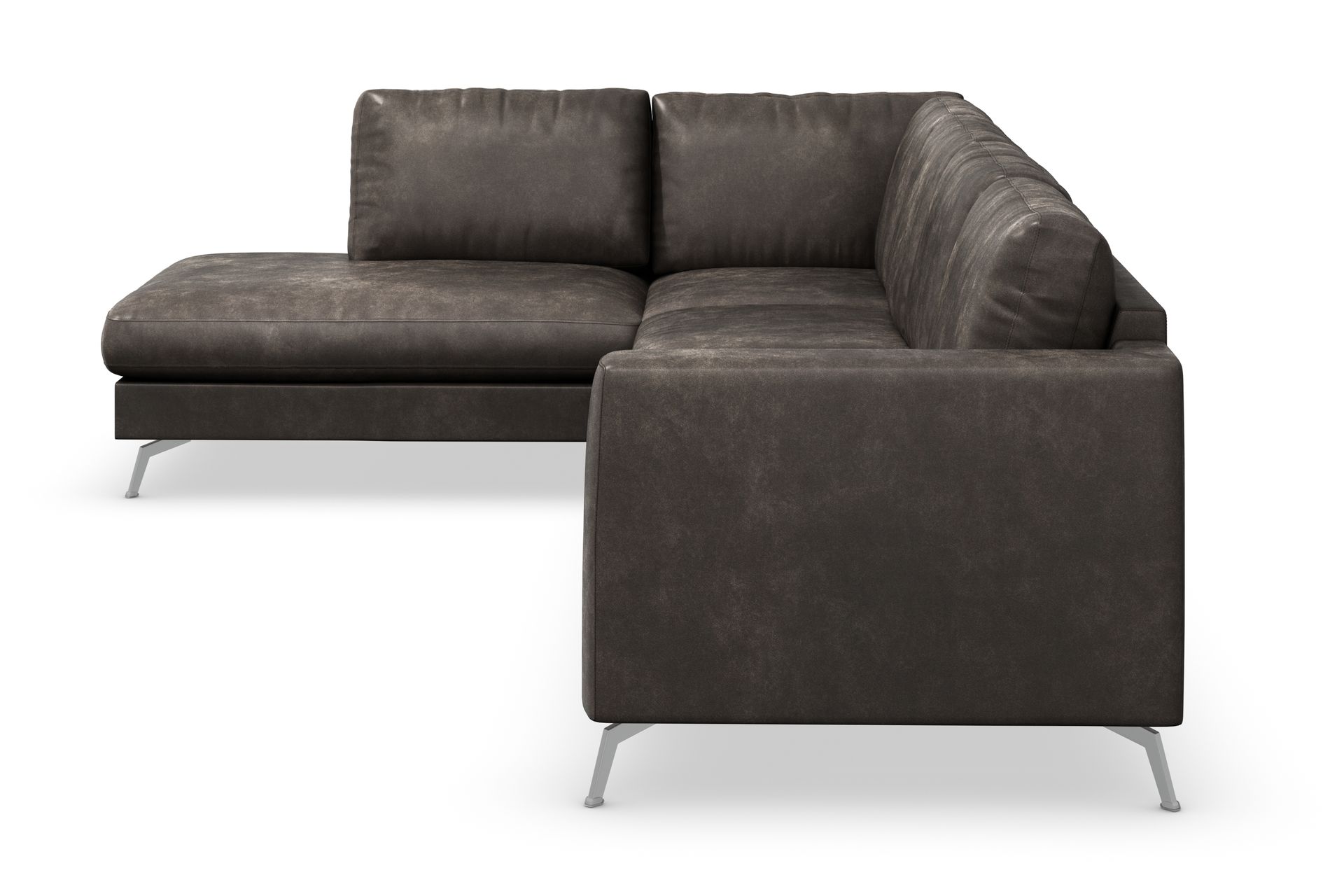 Ocean Lyx 4-seters Venstrevendt L-formet Sjeselongsofa i Kunstlær - Mørk grå - Møbler - Sofaer - Sofa med sjeselong