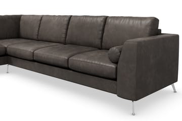 Ocean Lyx 4-seters Venstrevendt L-formet Sjeselongsofa i Kunstlær - Mørk grå - Møbler - Sofaer - Sofa med sjeselong