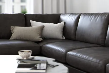 Ocean Lyx 4-seters Venstrevendt L-formet Sjeselongsofa i Kunstlær - Mørk grå - Møbler - Sofaer - Sofa med sjeselong