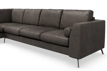 Ocean Lyx 4-seters Venstrevendt L-formet Sjeselongsofa i Kunstlær - Mørk grå - Møbler - Sofaer - Sofa med sjeselong