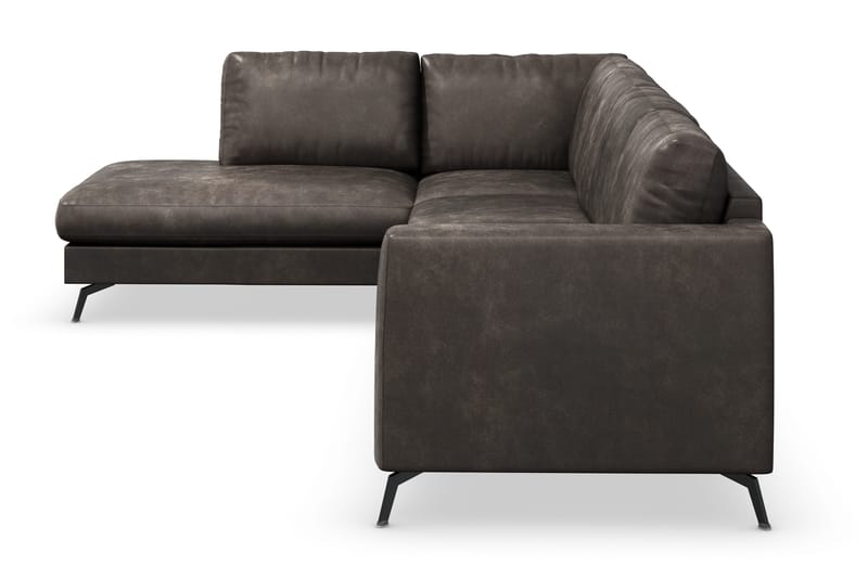 Ocean Lyx 4-seters Venstrevendt L-formet Sjeselongsofa i Kunstlær - Mørk grå - Møbler - Sofaer - Sofa med sjeselong - 4 seters sofa med divan