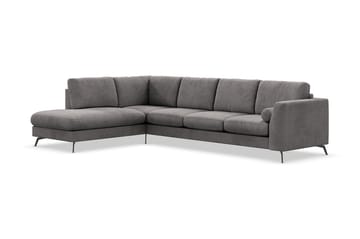 Ocean Lyx 4-seters Venstrevendt L-formet Sjeselongsofa i Manchester - Mørk grå - Møbler - Sofaer - Sofa med sjeselong