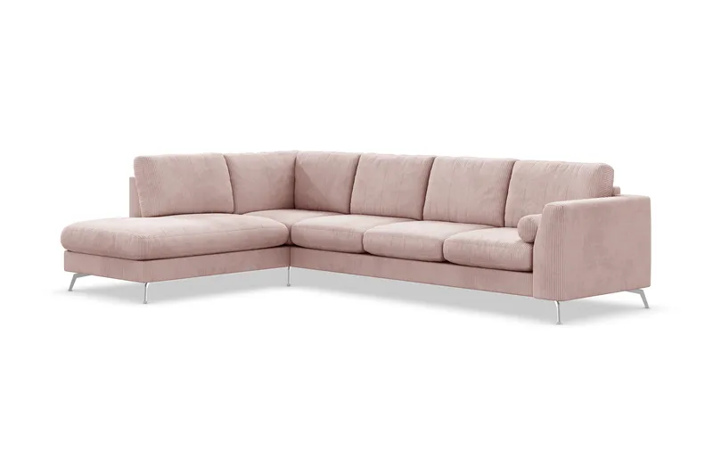 Ocean Lyx 4-seters Venstrevendt L-formet Sjeselongsofa i Manchester - Rosa - Møbler - Sofaer - Sofa med sjeselong - 4 seters sofa med divan
