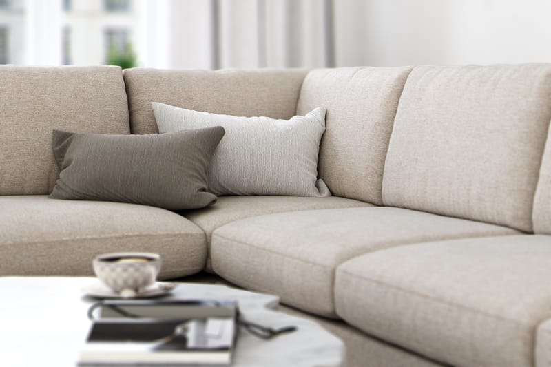 Ocean Lyx 4-seters Venstrevendt L-formet Sjeselongsofa i Stoff - Beige - Møbler - Sofaer - Sofa med sjeselong