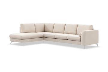 Ocean Lyx 4-seters Venstrevendt L-formet Sjeselongsofa i Stoff - Beige - Møbler - Sofaer - Sofa med sjeselong