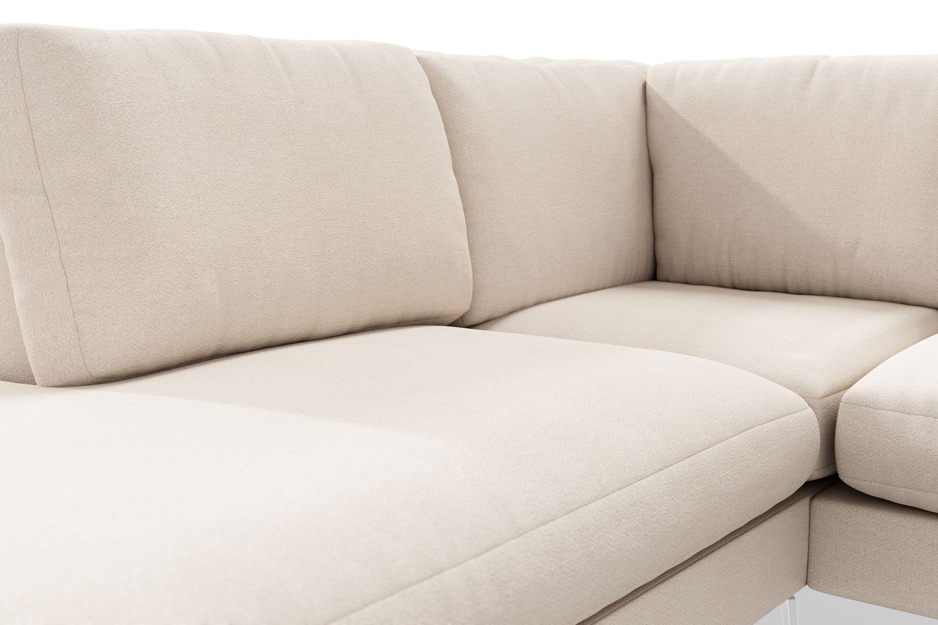 Ocean Lyx 4-seters Venstrevendt L-formet Sjeselongsofa i Stoff - Beige - Møbler - Sofaer - Sofa med sjeselong