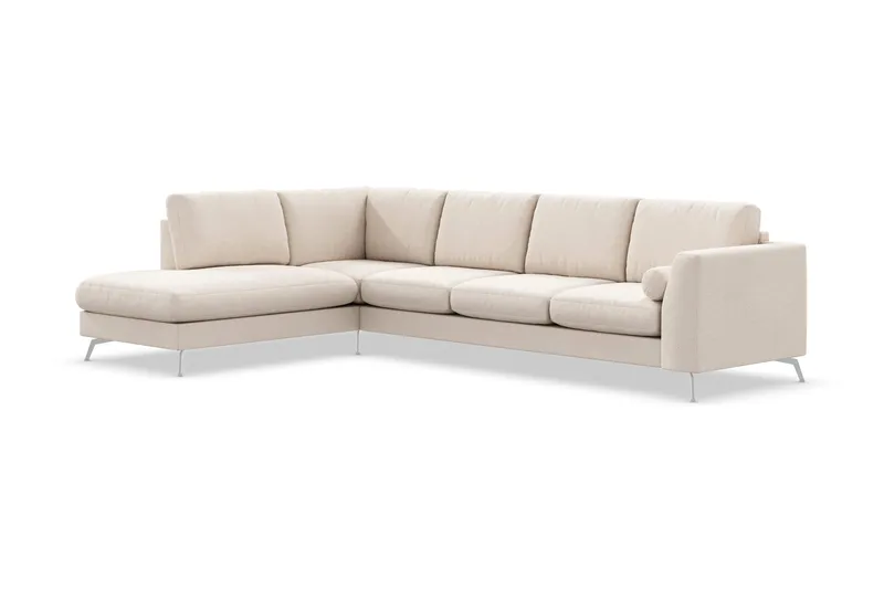 Ocean Lyx 4-seters Venstrevendt L-formet Sjeselongsofa i Stoff - Beige - Møbler - Sofaer - Sofa med sjeselong - 4 seters sofa med divan