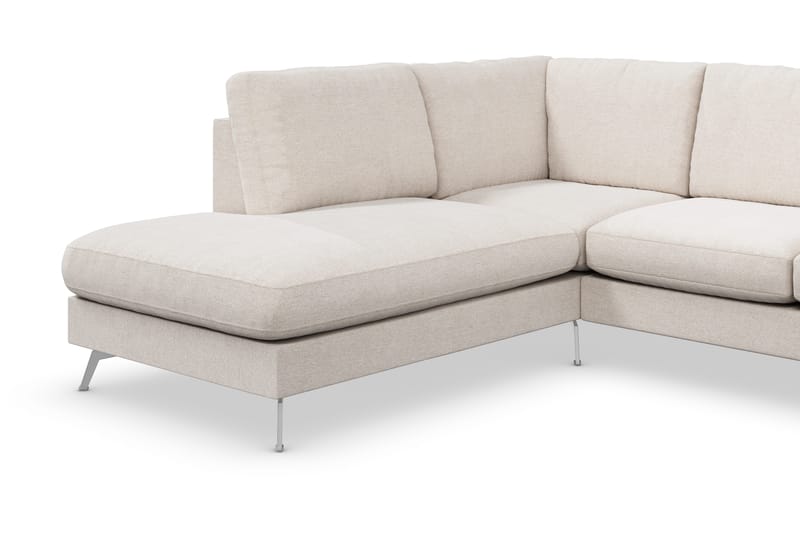 Ocean Lyx 4-seters Venstrevendt L-formet Sjeselongsofa i Stoff - Beige - Møbler - Sofaer - Sofa med sjeselong - 4 seters sofa med divan