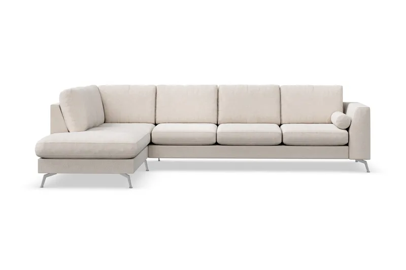 Ocean Lyx 4-seters Venstrevendt L-formet Sjeselongsofa i Stoff, Beige