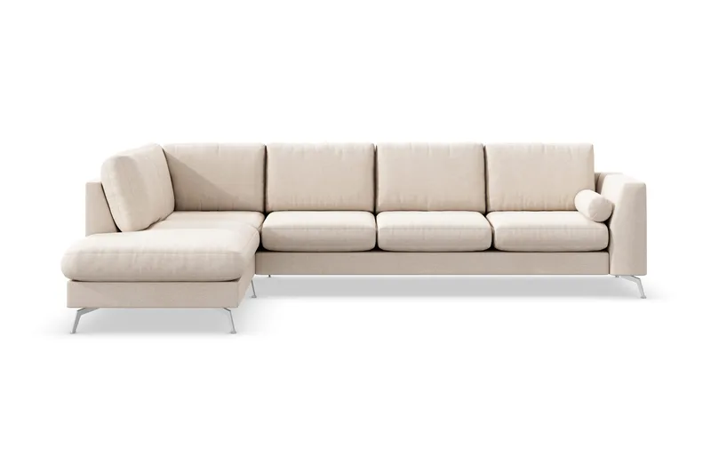 Ocean Lyx 4-seters Venstrevendt L-formet Sjeselongsofa i Stoff - Beige - Møbler - Sofaer - Sofa med sjeselong - 4 seters sofa med divan