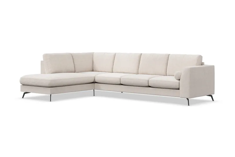 Ocean Lyx 4-seters Venstrevendt L-formet Sjeselongsofa i Stoff - Beige - Møbler - Sofaer - Sofa med sjeselong - 4 seters sofa med divan