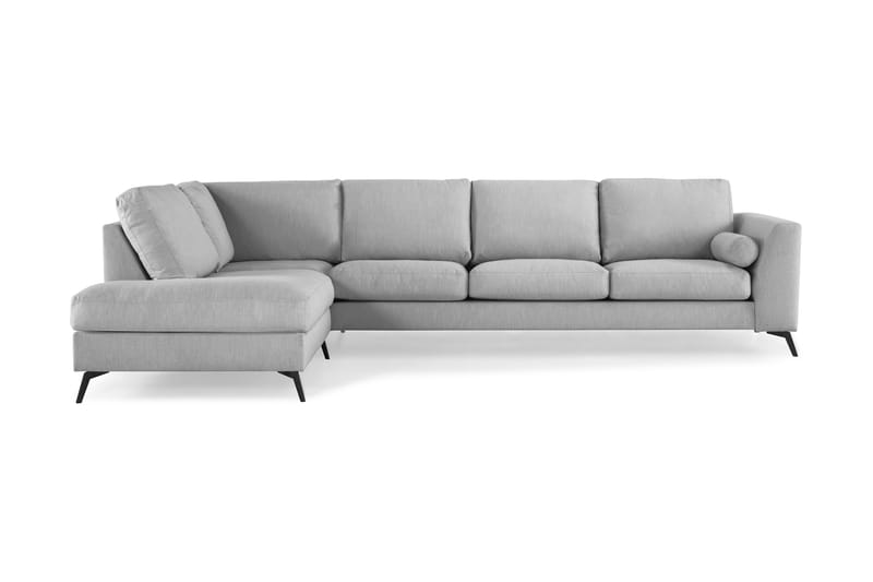 Ocean Lyx 4-seters Venstrevendt L-formet Sjeselongsofa i Stoff - Grå - Møbler - Sofaer - Sofa med sjeselong