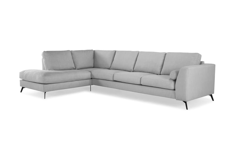 Ocean Lyx 4-seters Venstrevendt L-formet Sjeselongsofa i Stoff - Grå - Møbler - Sofaer - Sofa med sjeselong