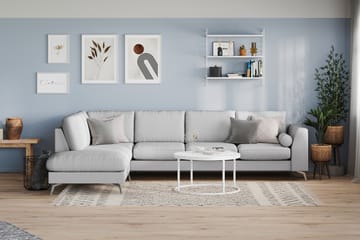 Ocean Lyx 4-seters Venstrevendt L-formet Sjeselongsofa i Stoff - Grå - Møbler - Sofaer - Sofa med sjeselong