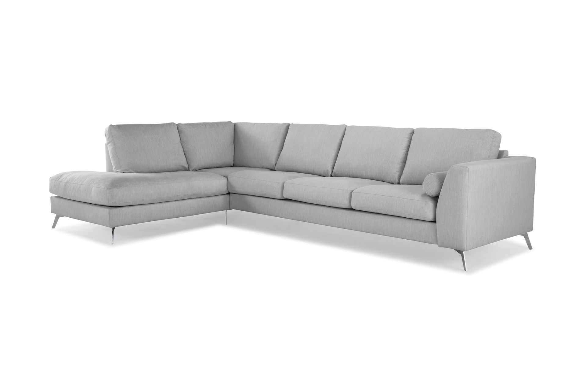 Ocean Lyx 4-seters Venstrevendt L-formet Sjeselongsofa i Stoff - Grå - Møbler - Sofaer - Sofa med sjeselong