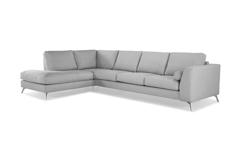Ocean Lyx 4-seters Venstrevendt L-formet Sjeselongsofa i Stoff - Grå - Møbler - Sofaer - Sofa med sjeselong
