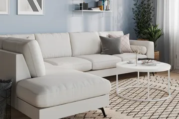 Ocean Lyx 4-seters Venstrevendt L-formet Sjeselongsofa i Stoff - Lys grå - Møbler - Sofaer - Sofa med sjeselong