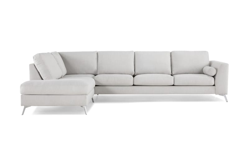Ocean Lyx 4-seters Venstrevendt L-formet Sjeselongsofa i Stoff - Lys grå - Møbler - Sofaer - Sofa med sjeselong