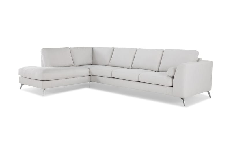 Ocean Lyx 4-seters Venstrevendt L-formet Sjeselongsofa i Stoff - Lys grå - Møbler - Sofaer - Sofa med sjeselong