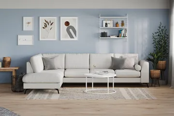 Ocean Lyx 4-seters Venstrevendt L-formet Sjeselongsofa i Stoff - Lys grå - Møbler - Sofaer - Sofa med sjeselong
