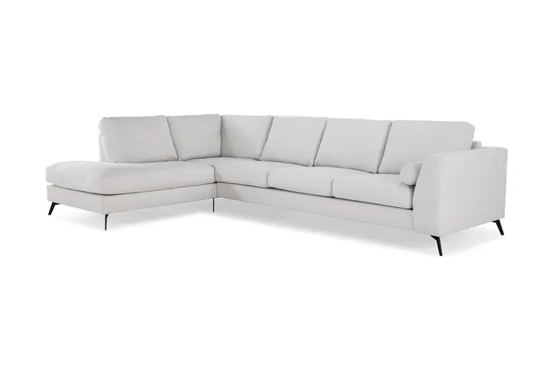 Ocean Lyx 4-seters Venstrevendt L-formet Sjeselongsofa i Stoff - Lys grå - Møbler - Sofaer - Sofa med sjeselong - 4 seters sofa med divan