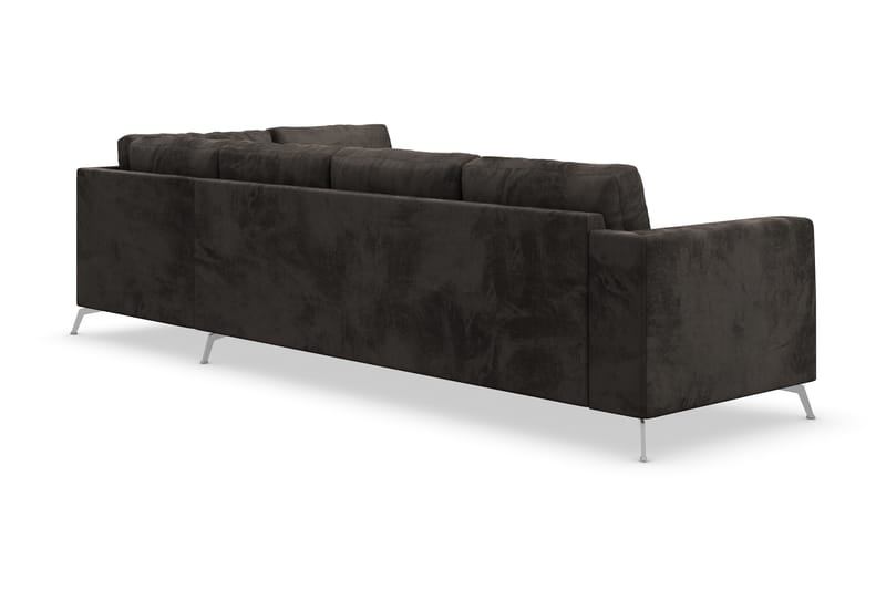 Ocean Lyx 5-seters Høyrevendt L-formet Sjeselongsofa i Fløyel - Mørk grå - Møbler - Sofaer - Sofa med sjeselong