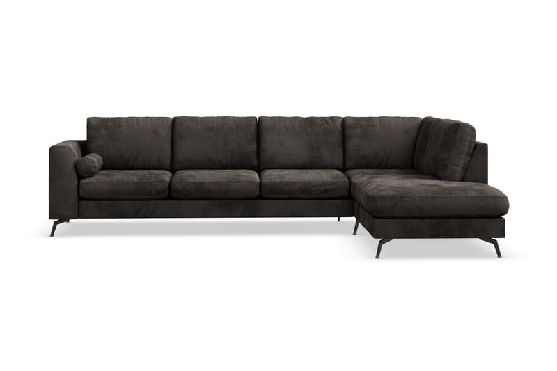 Ocean Lyx 5-seters Høyrevendt L-formet Sjeselongsofa i Fløyel - Mørk grå - Møbler - Sofaer - Sofa med sjeselong