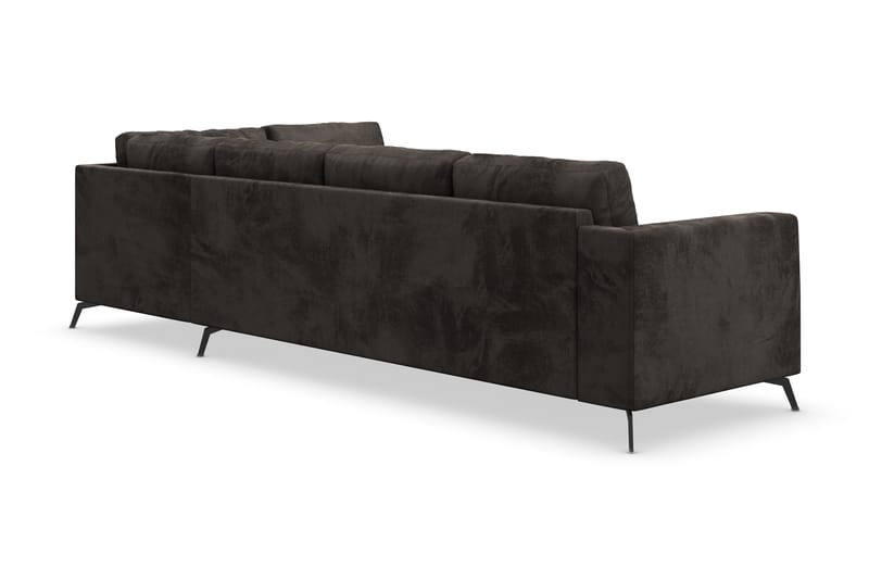 Ocean Lyx 5-seters Høyrevendt L-formet Sjeselongsofa i Fløyel - Mørk grå - Møbler - Sofaer - Sofa med sjeselong