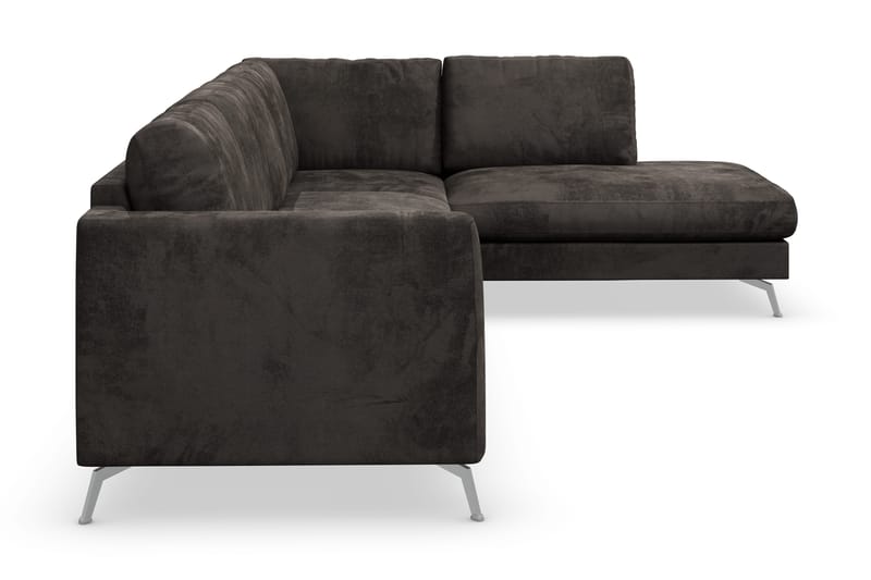 Ocean Lyx 5-seters Høyrevendt L-formet Sjeselongsofa i Fløyel - Mørk grå - Møbler - Sofaer - Sofa med sjeselong - 4 seters sofa med divan