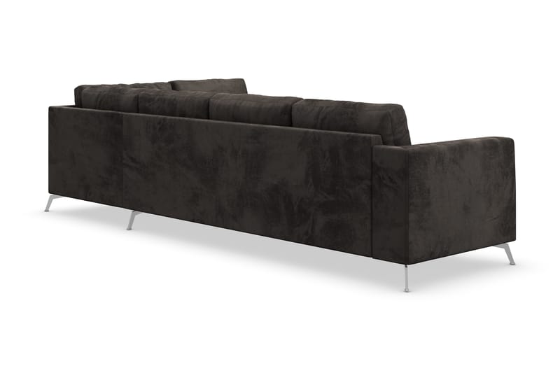 Ocean Lyx 5-seters Høyrevendt L-formet Sjeselongsofa i Fløyel - Mørk grå - Møbler - Sofaer - Sofa med sjeselong - 4 seters sofa med divan