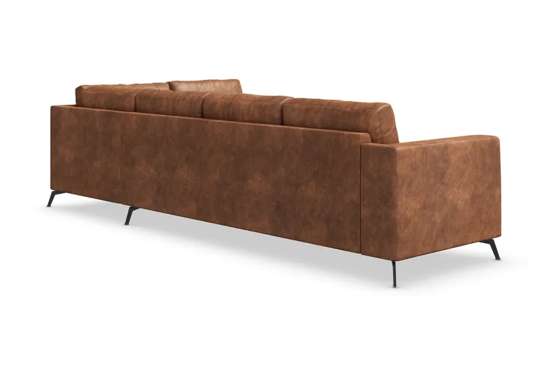 Ocean Lyx 5-seters Høyrevendt L-formet Sjeselongsofa i Kunstlær - Brun - Møbler - Sofaer - Sofa med sjeselong - 4 seters sofa med divan