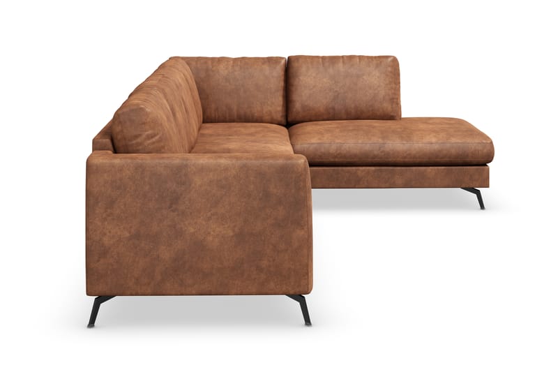 Ocean Lyx 5-seters Høyrevendt L-formet Sjeselongsofa i Kunstlær - Brun - Møbler - Sofaer - Sofa med sjeselong