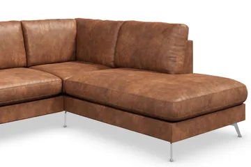 Ocean Lyx 5-seters Høyrevendt L-formet Sjeselongsofa i Kunstlær - Brun - Møbler - Sofaer - Sofa med sjeselong