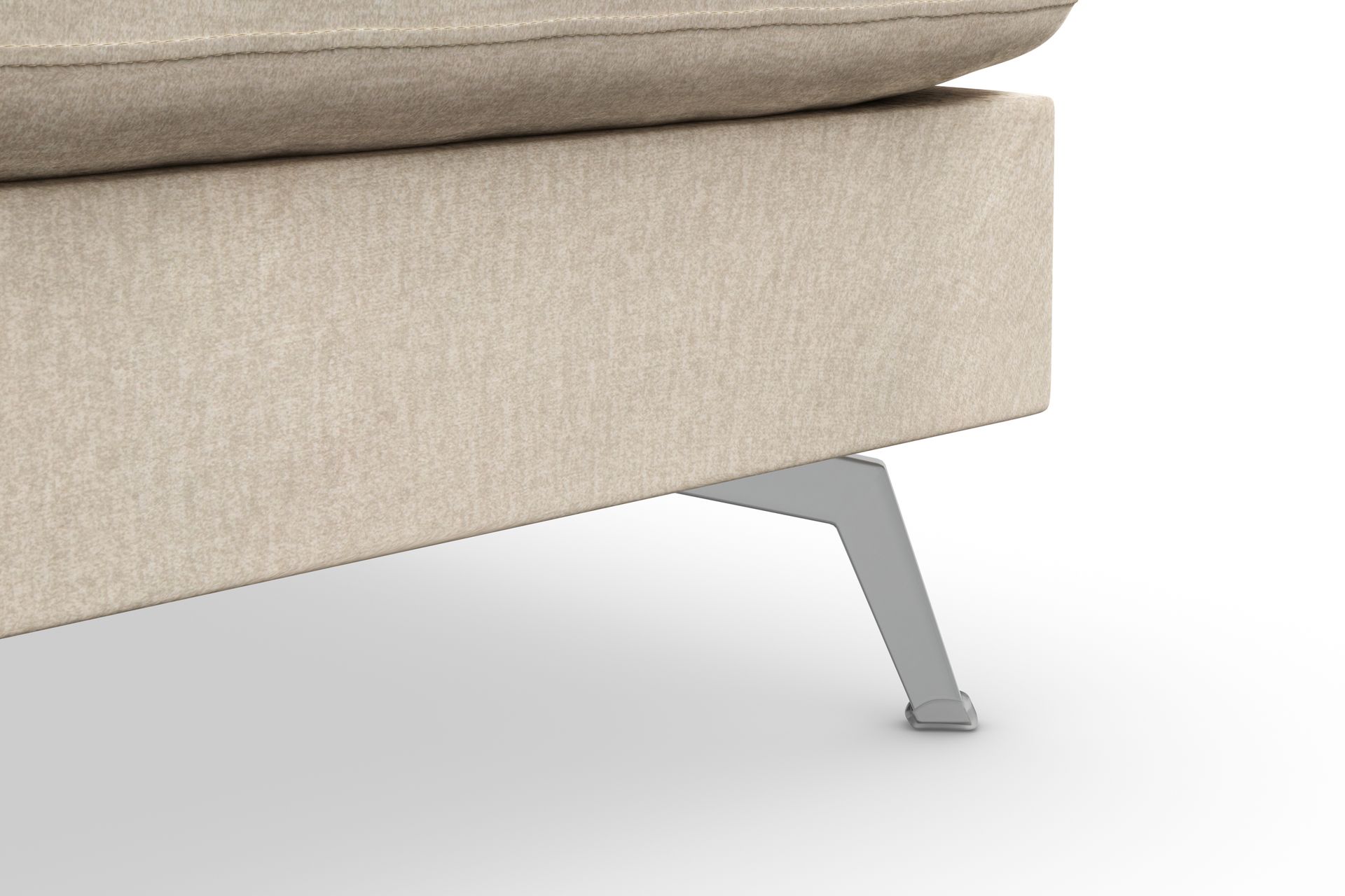 Ocean Lyx 6-seters Høyrevendt U-formet Sofa med Divan og Sjeselong + Fotskammel i Fløyel - Beige - Møbler - Sofaer - Sofa med sjeselong