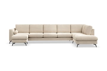 Ocean Lyx 6-seters Høyrevendt U-formet Sofa med Divan og Sjeselong + Fotskammel i Fløyel
