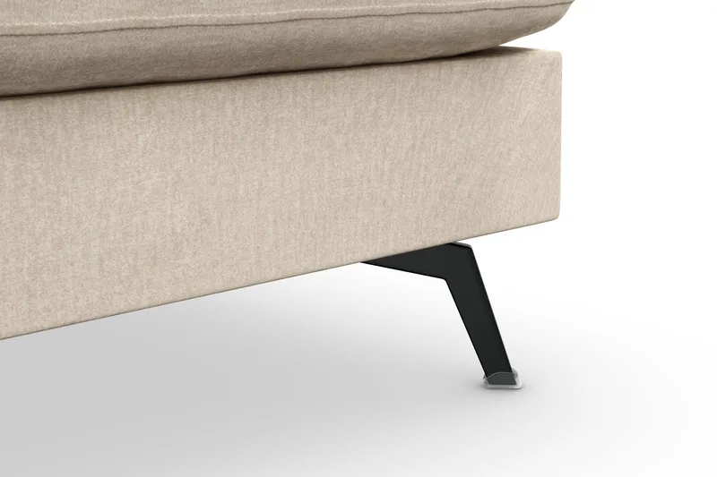 Ocean Lyx 6-seters Høyrevendt U-formet Sofa med Divan og Sjeselong + Fotskammel i Fløyel - Beige - Møbler - Sofaer - U-sofa