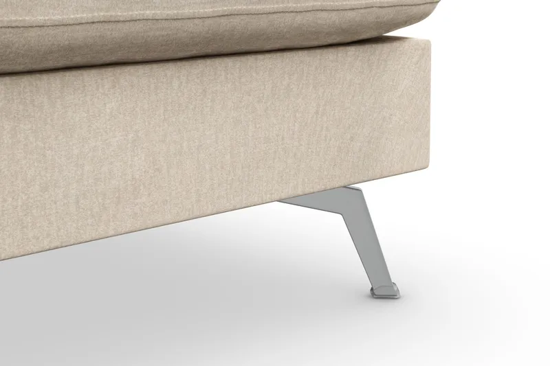 Ocean Lyx 6-seters Høyrevendt U-formet Sofa med Divan og Sjeselong + Fotskammel i Fløyel - Beige - Møbler - Sofaer - U-sofa