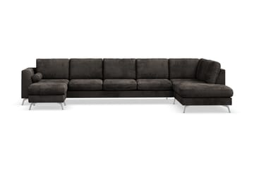 Ocean Lyx 6-seters Høyrevendt U-formet Sofa med Divan og Sjeselong + Fotskammel i Fløyel